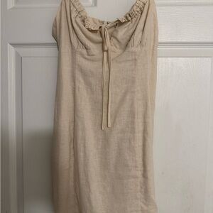 Forever 21 linen Cream Sleeveless Dress with Tie Detail